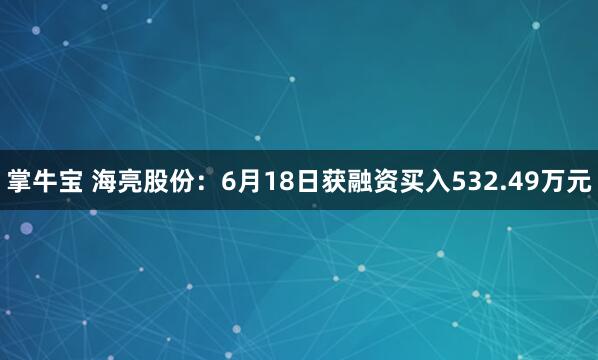 掌牛宝 海亮股份：6月18日获融资买入532.49万元