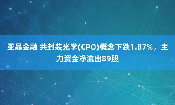 亚晶金融 共封装光学(CPO)概念下跌1.87%，主力资金净流出89股