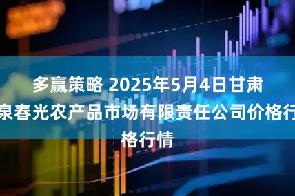 多赢策略 2025年5月4日甘肃酒泉春光农产品市场有限责任公司价格行情